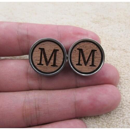 Wooden Classic Initial Cufflink Alphabet Letter Cufflinks A-Z Wood Cuff Link Best Gifts For Man Business Wedding Shirts