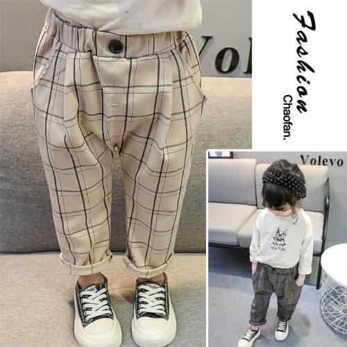 Infant Kids Toddler Pants for Girls Christmas Pants Beige Gray Plaid Leggings Bottom Autumn Clothes Long Baby Trousers for 1-8T