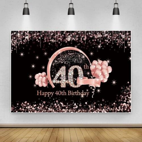 Diamond 20 30 40 50th Birthday Party Customized Photo Backdrop Glitter Polka Dots Balloon Black Photocall Photography Background