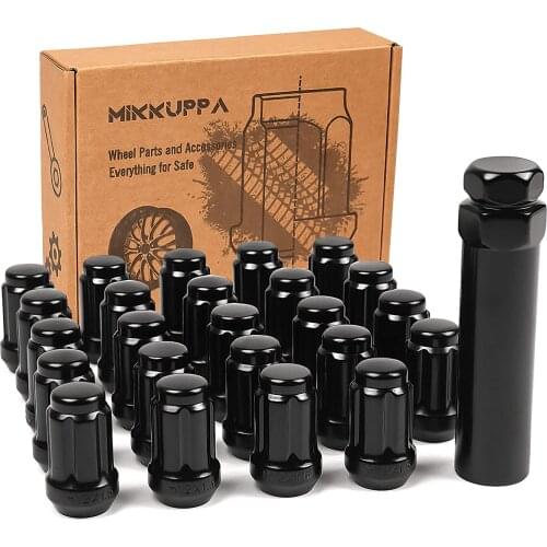 24pcs M12x1.25 Lug Nuts for 2005-2015 Armada/2004-2019 Titan/1995-2004 Pickup Aftermarket Wheel Black Closed End Spline Lug Nuts