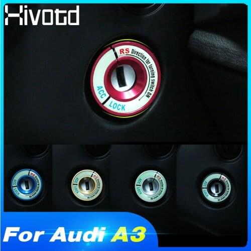 Hivotd For Audi A3 8V 2019 Car Ignition Circle Key Ring Decoration Stickers Luminous Protective Cover Interior Accessories Parts