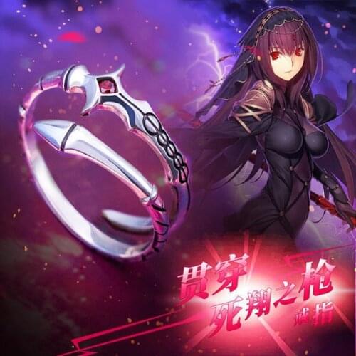 Anime Fate/Grand Order Scathach S925 Silver Ring Jewelry Adjustable Rings Punk Student Unisex Men Women Cosplay Birthdays Gift
