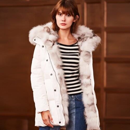 2020 New White Duck Down Jacket For Women Winter Thick Warm Coat Female Large Fox Fur Collar Womens Down Jackets WYQ863