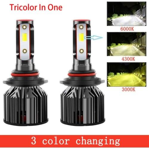 2 Pcs LED H7 H4 H1 H8 H11 HB4 HB3 9005 LED Mini Canbus car Headlight Bulbs 3 color changing 6000K 4300K 3000K 12000LM auto lamps