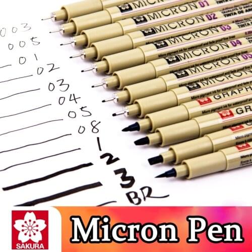 Sakura Pigma Micron Pen Set Waterproof No-Leaking Smooth Black Ink Drawing Markers Fineliner Handlettering Lettering Tekenen