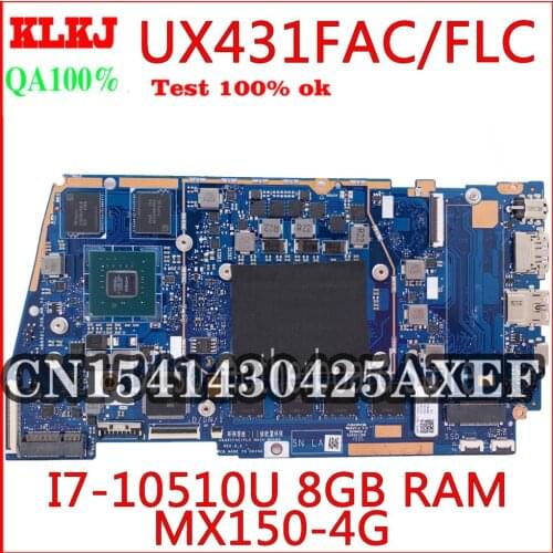KLKJ UX431FAC/FLC Motherboard For ASUS ZenBook UX431FA UX431FN UX431F X431FA Laptop Motherboard I7-10510U 8GB MX150-4G Test