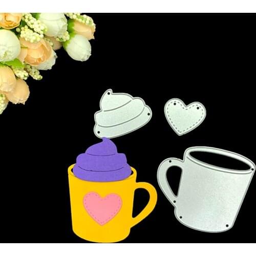 Julyarts Metal Scrapbooking Cutting Dies Afternoon Coffee Tea Cup Heart Metal Cutting Dies For Card Making DIY