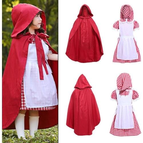 Sweet Cute Fairy Tale Stage Performance Costume Sets Red Plaid Midi Dress Parent-child Outfits Halloween Cosplay Costume