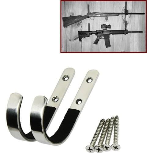 1 Pair Gun Wall Mount Storage Rack J-Hook Rifle Shot gun Hangers Set Anti-Scratch Stainless steel gun rack hard