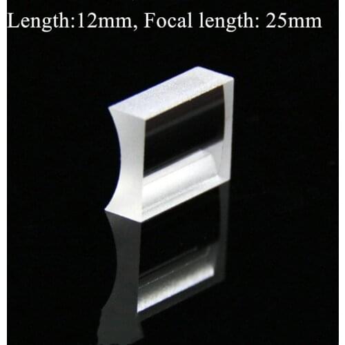 Manufacturers wholesale Optical BK7 Glass 12 MM length Plano-convex Cylindrical Lens with focal length 25 MM for sale