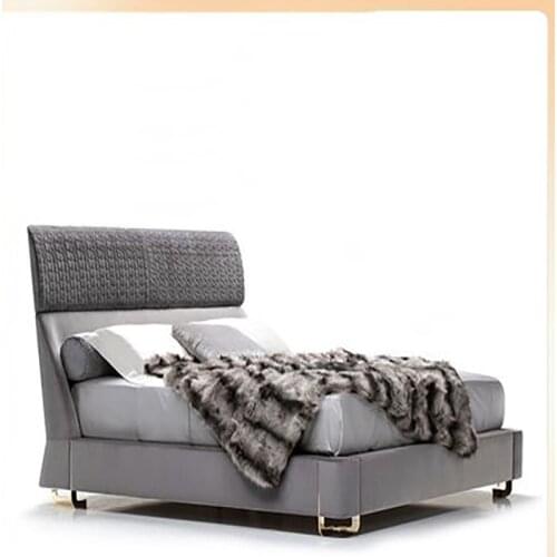 Postmodern minimalist light luxury wedding bed soft-covered leather bed Italian high-end luxury Hong Kong-style master bedroom