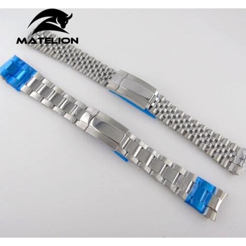 Silver 20mm Oyster Jubilee Style Watch Strap Steel Bracelet Spare Parts 316L Stainless Steel Folding Clasp Middle Polished strap
