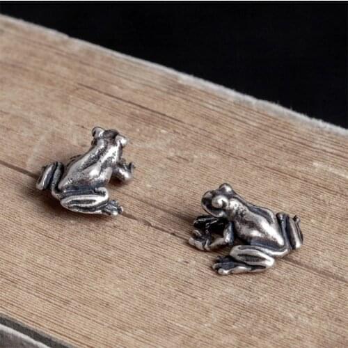 925 Sterling Silver Frog Earrings Retro Punk Animal Stud Earrings For Women Fine Jewelry Girls Female Party Gifts Wholesale
