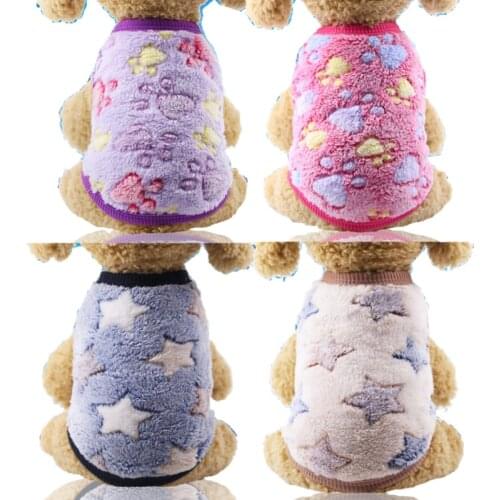 Cute Paw Star Dog Vest Clothing for Small Cats Dogs Warm Soft Fleece Kitty Pet Costume Clothes Pet Dog Cat Coat Jackets