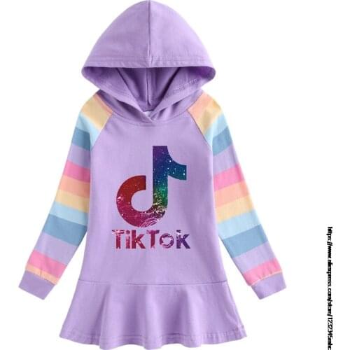 Tik Tok Autumn Kids Dresses for Girls Tik Tok Princess Dress Girls Long Sleeve Party Vestidos Baby Girl Children Clothing