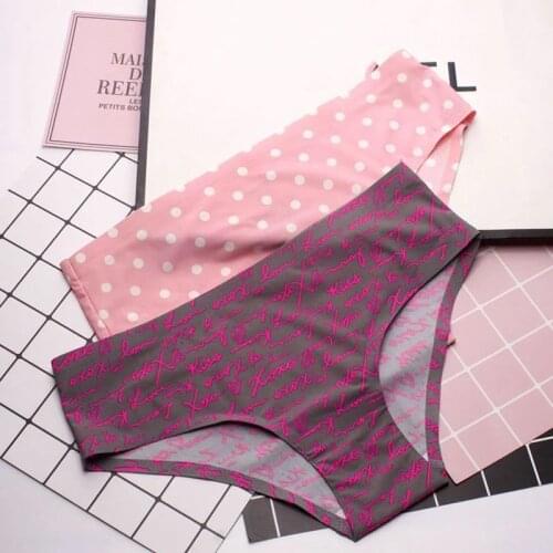 Fashion Seamless Underpants Sexy Dot Women Intimate Underwear Ice Silk Striped Ladies Lingerie Invisible Cotton Crotch Panties