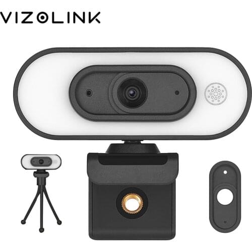 VizoLink 4K Webcam for computer Pixels Wide Angle Web Camera 3 Grades Brightness Camera with Microphones Tripod Video Conference