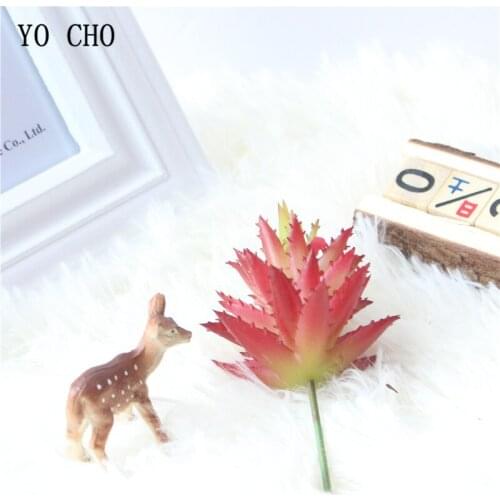 YO CHO 2PCS Green Artificial Barbed Aloe Succulents Cheap Plants For Garden Home Decoration DIY Fake Indoor Mini Succulent Leaf