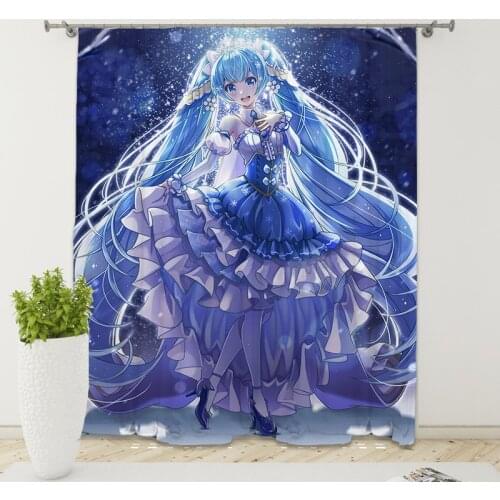 Singer Miku 3D Printing Blackout Curtain Bedroom Living Room Home Decoration for Children Kids Girl