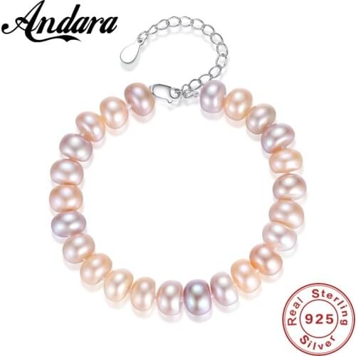 925 Sterling Silver Natural Charming Mixed Color Pearl Bracelets for Women High Quality Jewelry for Party