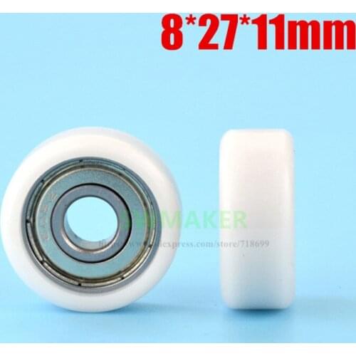 1pcs F 8*27*11mm flat wheel, 608ZZ plastic bearing pulley, POM engineering plastic nylon roller for drawer showcase