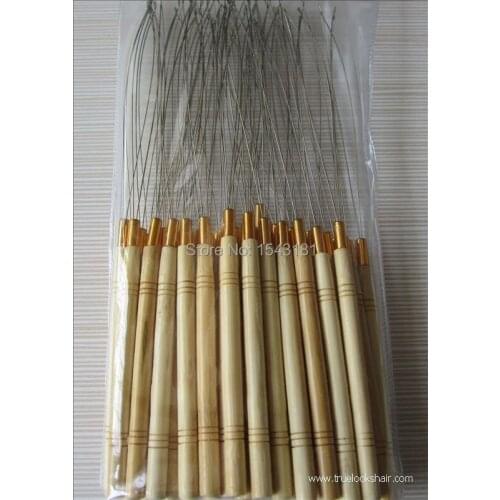 Professional 10pcs Wooden Handle Pulling Ventilation Needle/Puller for Hair Micro Extensions Tool Kits Free Shipping