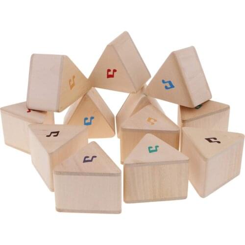 12pcs Triangle Wooden Blocks Rattle Montessori Educational Materials for Baby Children Kids Sound Memory Color Development Toy