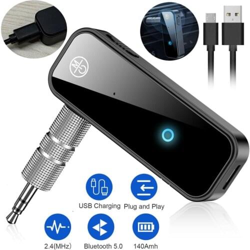 2 IN 1 Car Bluetooth Receiver 3.5mm Audio Cable AUX Audio Adapter Bluetooth 5.0 Transmitter for TV Programs