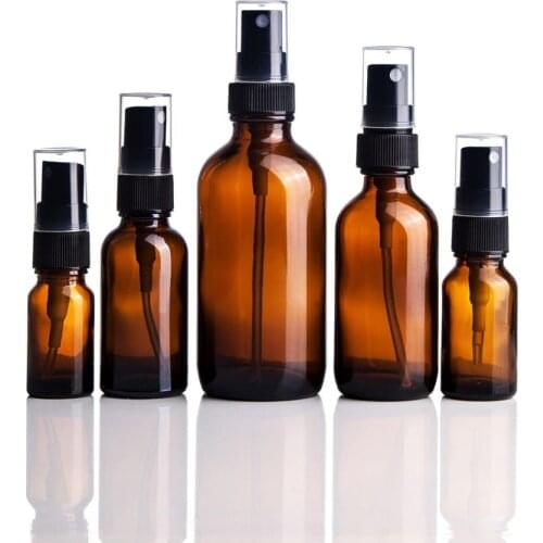 20pcs 5/10/15/20/30/50 /100ml empty amber glass portable spray bottle sprayer essential oil container jars