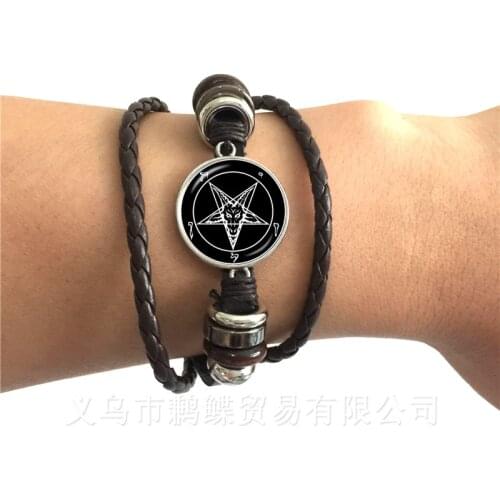 2018 Supernatural Pentagram Glass Bracelet Gothic Pendant Satanism Evil Occult Pentacle Jewelry Pagan Charm Gift For Friends