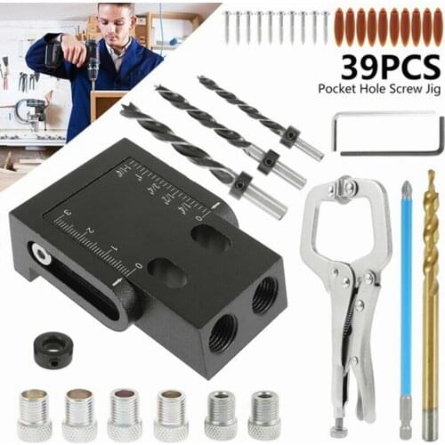 39pcs Adjustability Woodworking Oblique Hole Locator Set 15 Degrees Angle Drill Guide Jig Kit Hole Puncher DIY Carpentry Tools