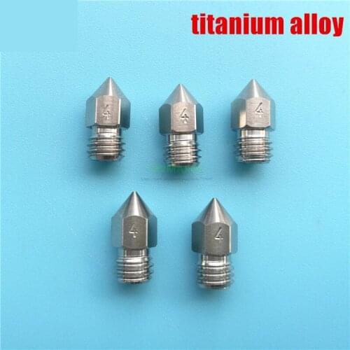 5pcs Creality NEW Titanium alloy TC4 Nozzle MK8 M6 Threaded 1.75mm 0.4mm For Creality CR-10 ender-3 Pro CR20 Anet A8 3D Printer