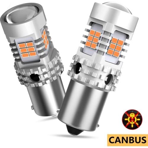 AUXITO 2x BAU15S 1156 P21W Led Canbus Bulb BA15S 7440 LED Turn Signal Light No Hyper Flash Amber Yellow 3020SMD Auto Lamp 12V