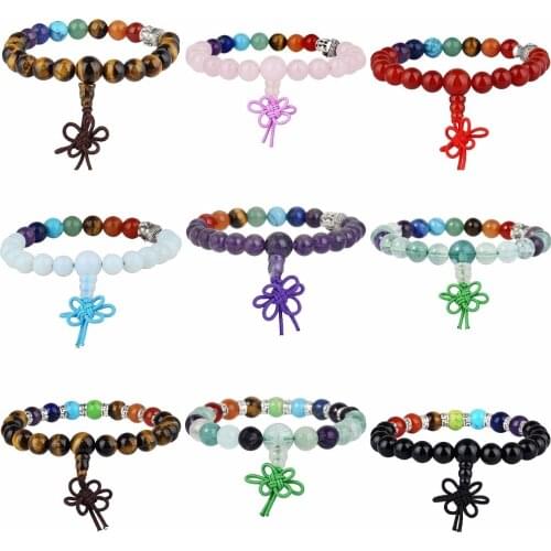 SUNYIK 21 Prayer Beads Mala Bracelet 7 Chakra Stone Yoga Healing Balancing Tibetan Buddhist Bracelet Bangle