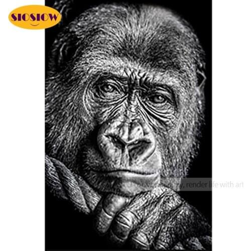 Black And White Diy 5d Crystal Diamond Painting Gorilla Full Square Diamond Embroidery Cross Stitch Modern Home Decoration Room