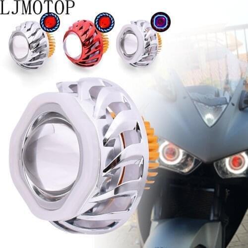 Hi/Lo Beam Motorcycle Headlight LED Dual Halo Angel Devil Eye Moto Lamp For Yamaha XMAX 125 250 400 300 VMAX 1700 1200 NMAX 125