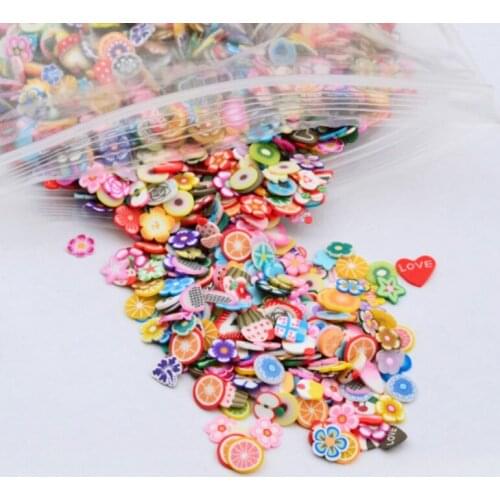 Fruit Flowers Feather Nail Art Decoration DIY Design Slices Soft Clay Acrylic 3D Polymer Beauty Nail Tool 10g 1000 Pcs/pack