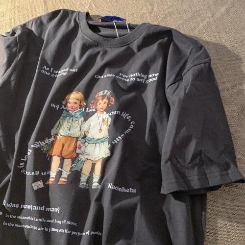 Gothic Super Cute Comics Vintage T Shirts Women Oversized Basic Summer Tees 2021 Streetwear Teens Girls Kawaii Tops Plus Size