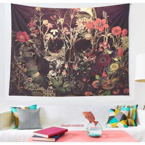 Bloom Skull tapestry Wall Hanging Tapestries for Living Room Beach Towel Blanket