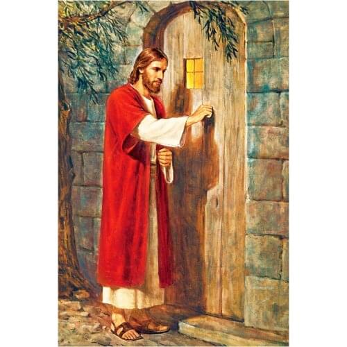 Jesus Came Knocking on the Door Diamond Painting Round Full Drill Religious Figure DIY Mosaic Embroidery 5D Cross Stitch Gifts