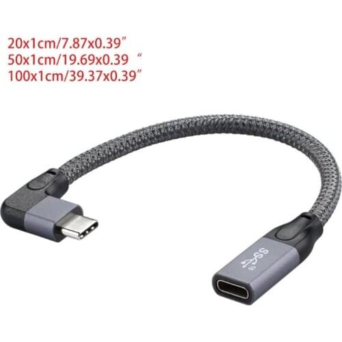 100W PD 5A Curved USB3.1 Type-C Extension Cable 4K @60Hz 10Gbps USB-C Gen 2 Extender Cord For Macbook Nintend H P Lapto M5TD