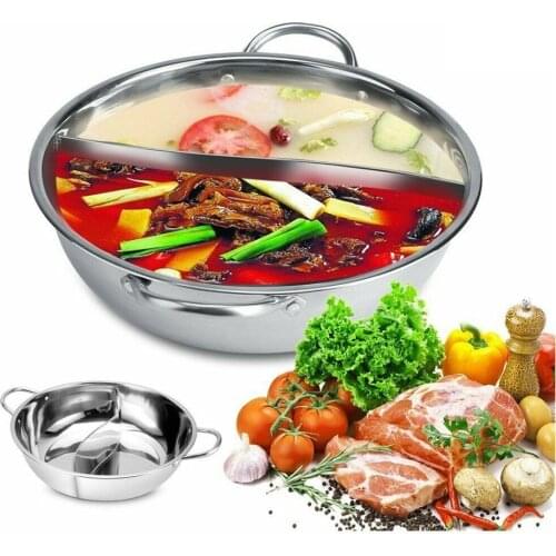 30cm Stainless Steel Hot Pot Shop Fondue Cooker Cookware Two-flavor Double Ears Cooking Accessories