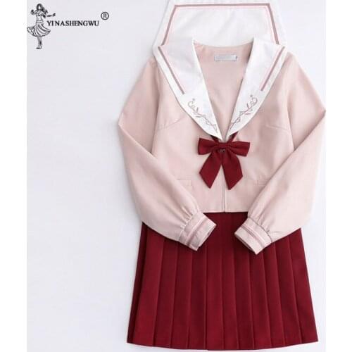 Sailor Suit School Uniform Cosplay Student Jk Academy Clothing Pleated Skirt Long-sleeved Japanese Korean 2pcs Set Women Female