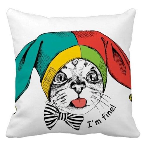Foolscap I'm Fine Cat Protect Animal Throw Pillow Square Cover