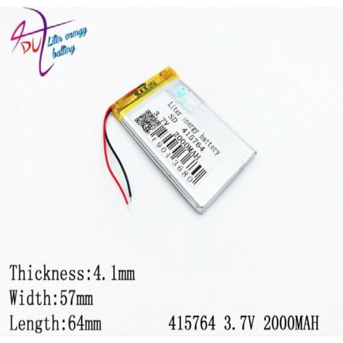 415764 405565 3.7V 2000MAH Lithium Polymer LiPo Rechargeable Battery ion cells For Mp3 Mp4 DIY PAD DVD E-book bluetooth headset