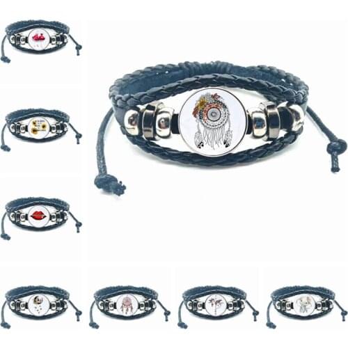 Handmade mini dream catcher bracelet, dream feather dream catcher DIY leather multi-layer bracelet gift for lovers