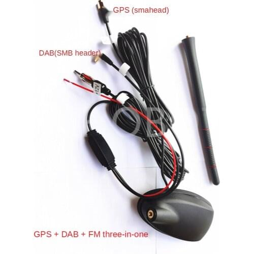 Multi-functional antenna combination GPS+FM/AM+DAB on-board radio amplifier antenna