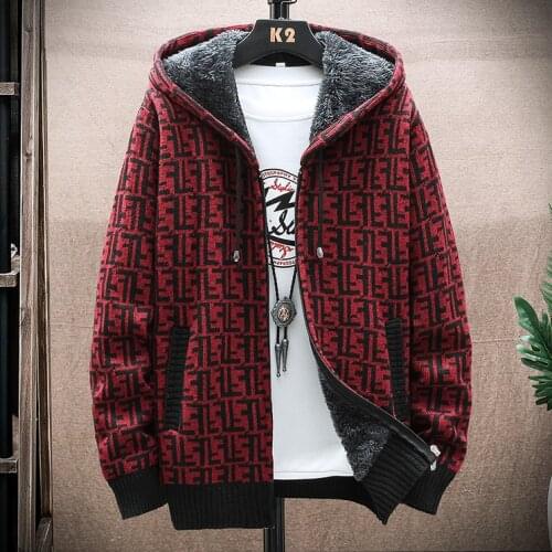 Fashion Mens Long Sleeve Cardigan Plus Size Warm Knitted Zipper sweater