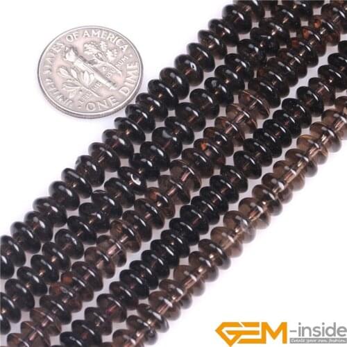 Natural Stone Rondelle Spacer Smoky Quartzs Bead For Jewelry Making Strand 15" DIY Loose Bead For Bracelet Necklace Making