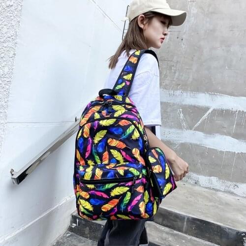 New Waterproof Nylon Backpack for Girl School Book Bag Shoulder Bag Bagpack for Teenage Girls Female Travel Print Daypacks